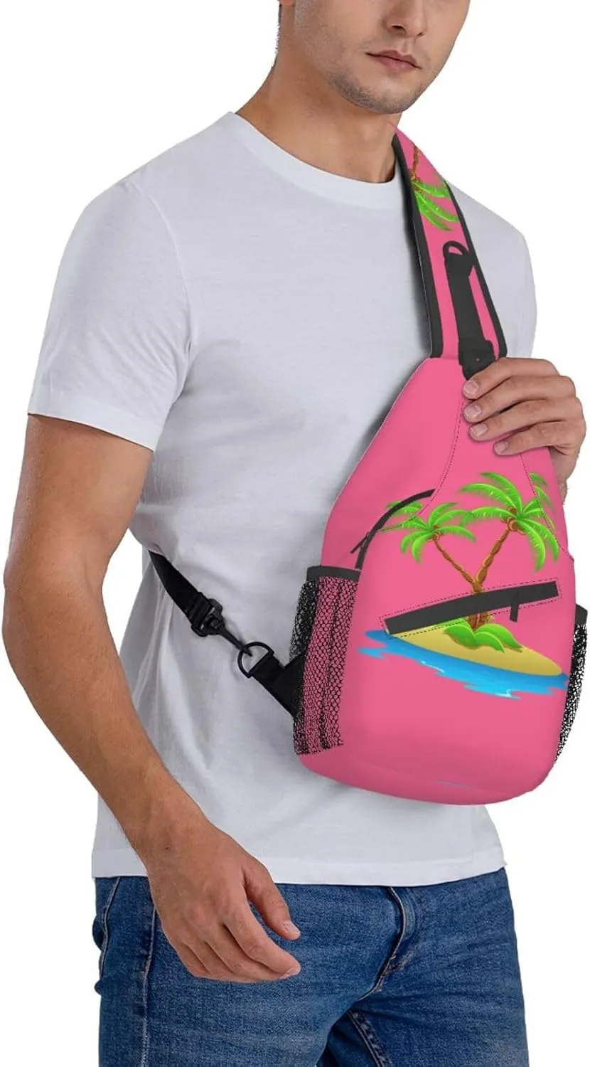 Colorful Dog Paw Print Crossbody Sling Backpack For Women Men,Sling Bag Travel Hiking Chest Bag Daypack