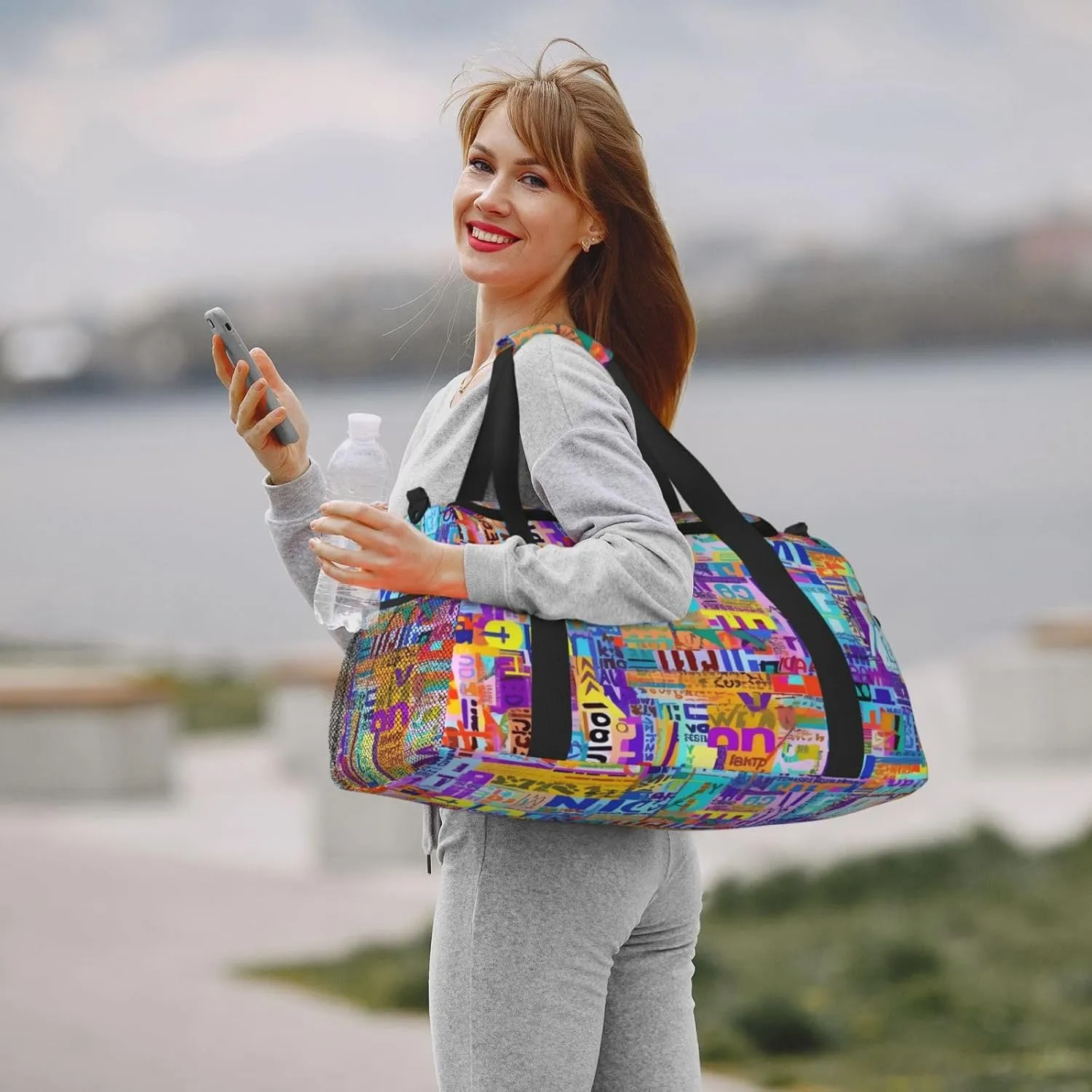 Colorful Graffiti Duffle Bag Foldable Travel Tote Bag Carry On Large Weekender Overnight Bags Waterproof Gym Bag For Women Men