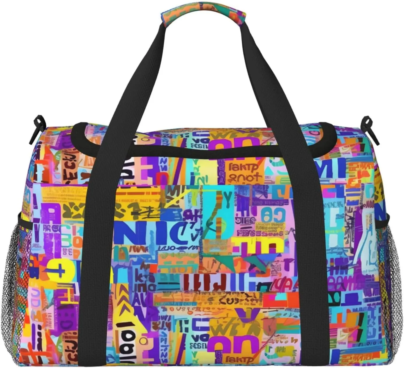 Colorful Graffiti Duffle Bag Foldable Travel Tote Bag Carry On Large Weekender Overnight Bags Waterproof Gym Bag For Women Men