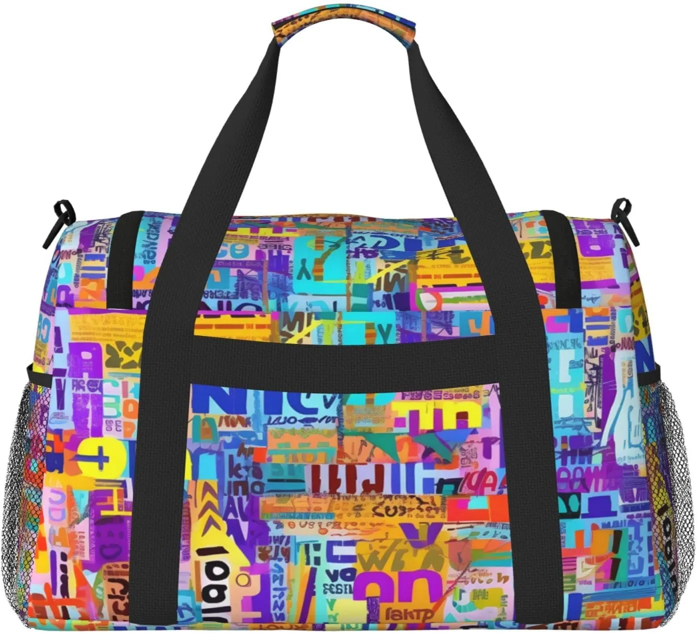 Colorful Graffiti Duffle Bag Foldable Travel Tote Bag Carry On Large Weekender Overnight Bags Waterproof Gym Bag For Women Men