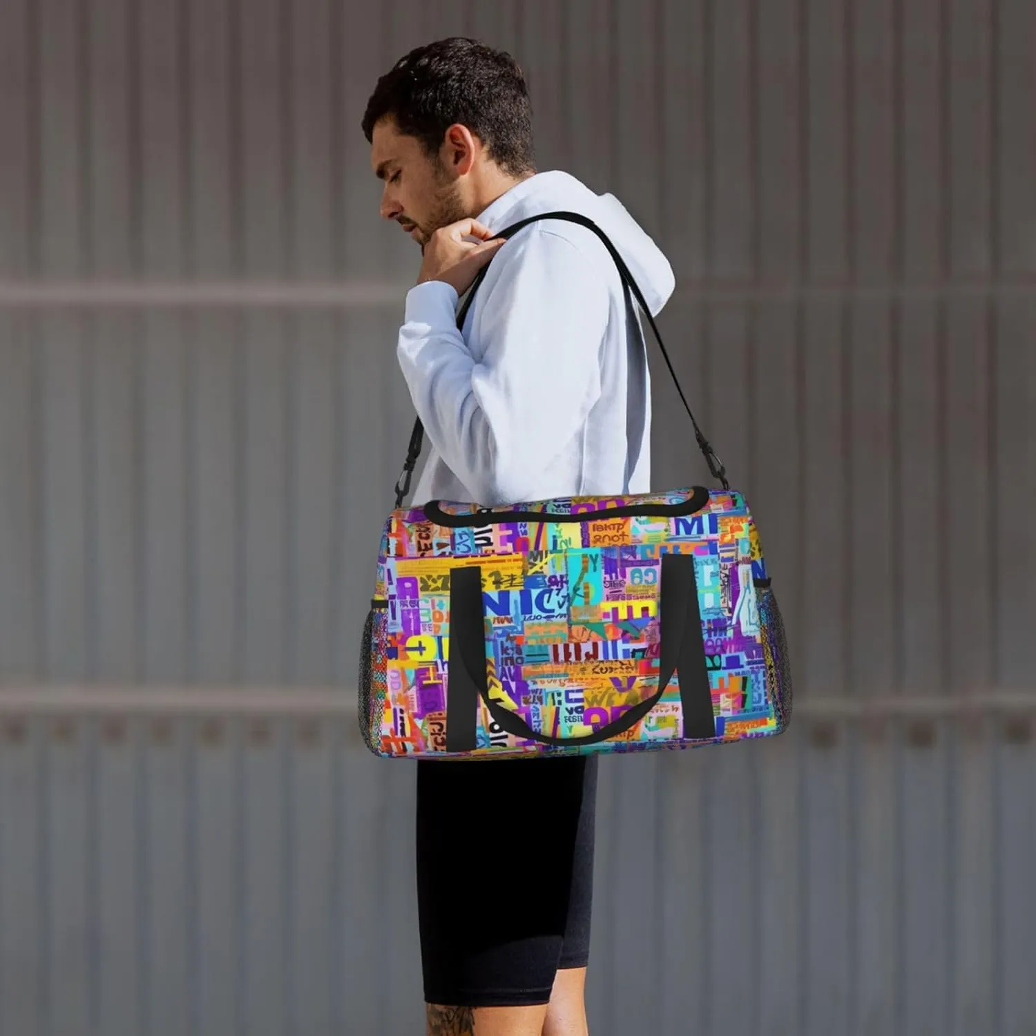 Colorful Graffiti Duffle Bag Foldable Travel Tote Bag Carry On Large Weekender Overnight Bags Waterproof Gym Bag For Women Men