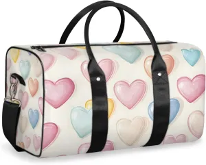Colorful Heart Travel Duffle Bag for Women Men Gym Duffel Foldable Bag Waterproof Weekender Rainbow Romantic Duffle Tote