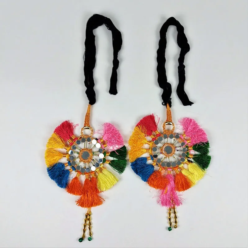 Colorful Pakistani sun tassel with mirrorwork