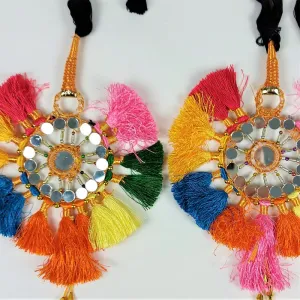 Colorful Pakistani sun tassel with mirrorwork