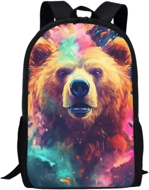 Cool Graffiti Bear School Laptop Backpack Teens Girls Boys Kids School Bags Bookbag Magical Animal Water Resistant College Travel Daypack for Men Women