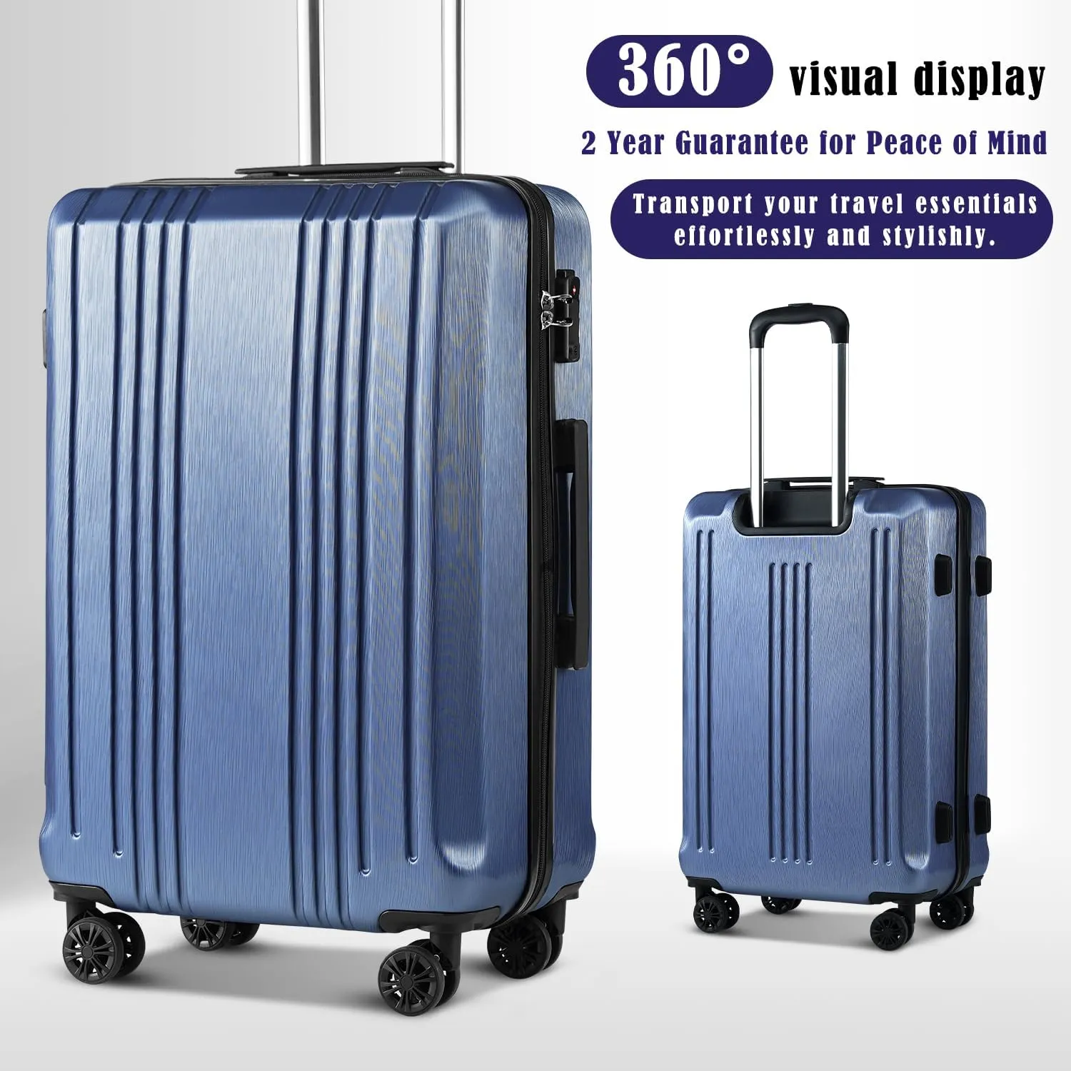 Coolife Luggage Expandable Suitcase PC ABS 3 Piece Set with TSA Lock Spinner 20in24in28in