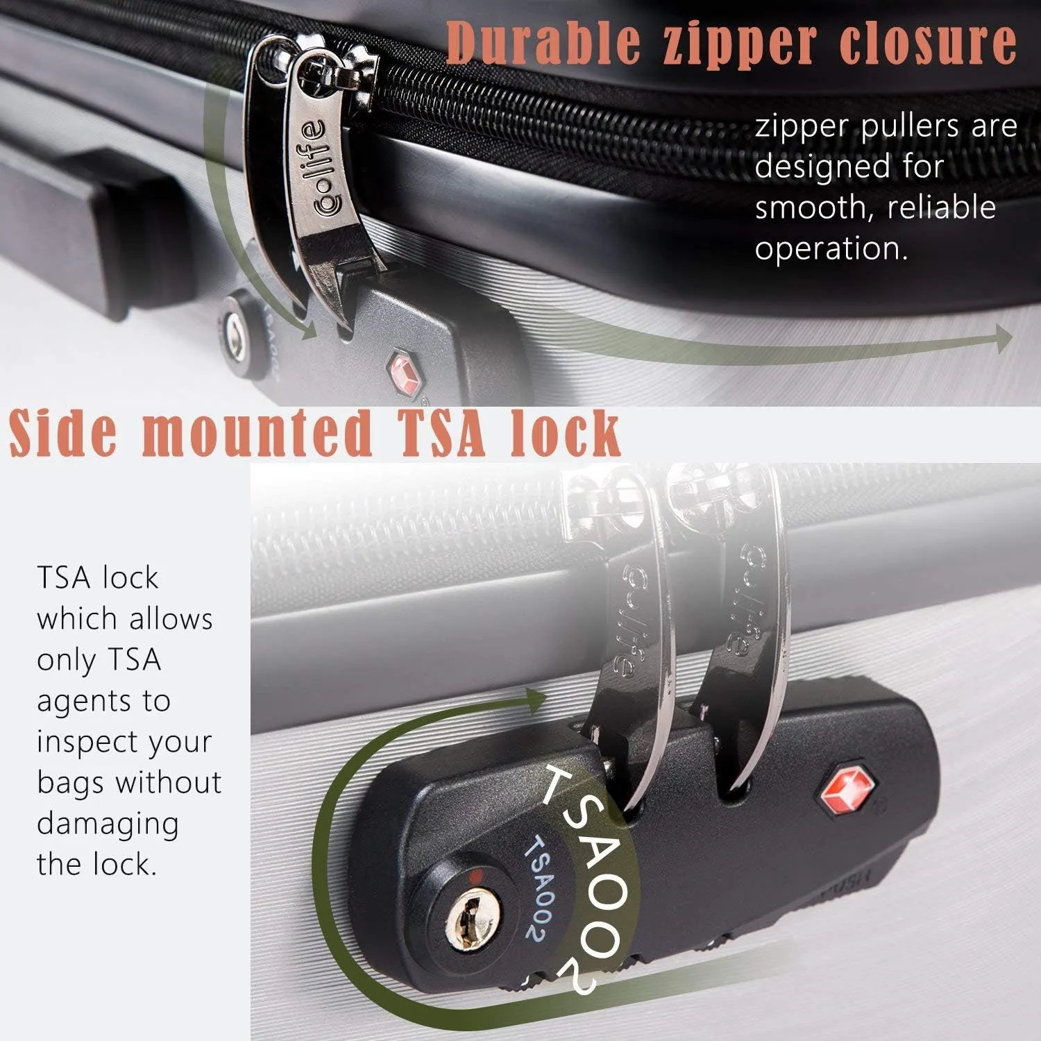 Coolife Luggage Expandable Suitcase PC ABS 3 Piece Set with TSA Lock Spinner 20in24in28in