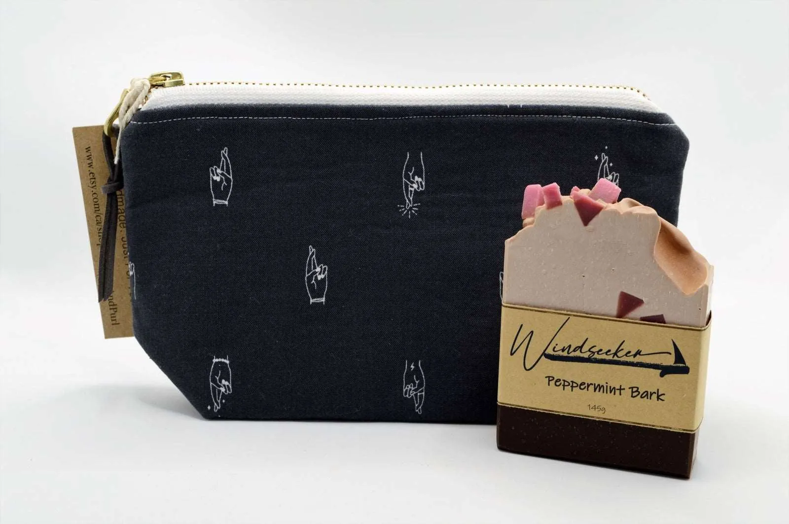 Cosmetic Bag with Pockets - Fingers Crossed
