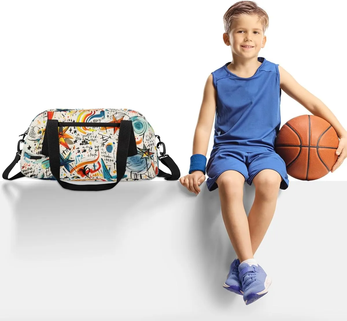 Cosmic Space Graffiti Kids Duffle Bag Boys Girls Small Sport Dance Gym Bag for Overnight Travel Weekender Carry On