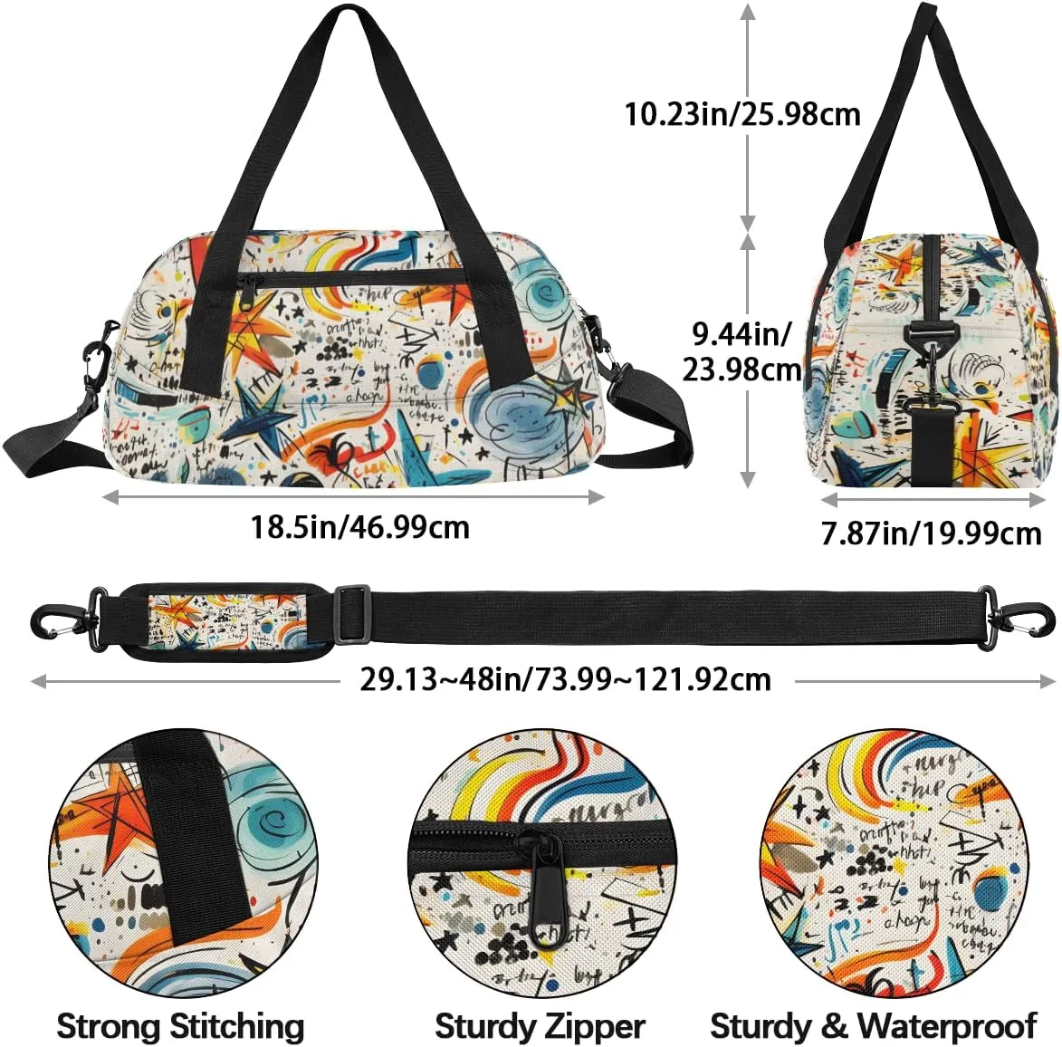 Cosmic Space Graffiti Kids Duffle Bag Boys Girls Small Sport Dance Gym Bag for Overnight Travel Weekender Carry On