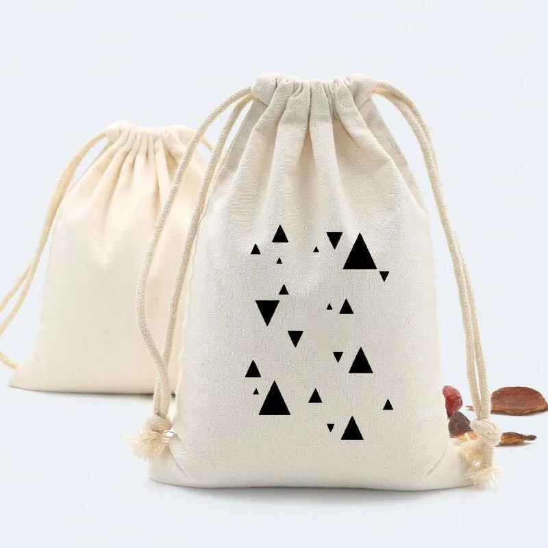 Cotton Gift Bag, Personalised Cotton Drawstring Bag, Custom bag, Canvas bag, Custom Geometric Design, Custom Shape printed bag