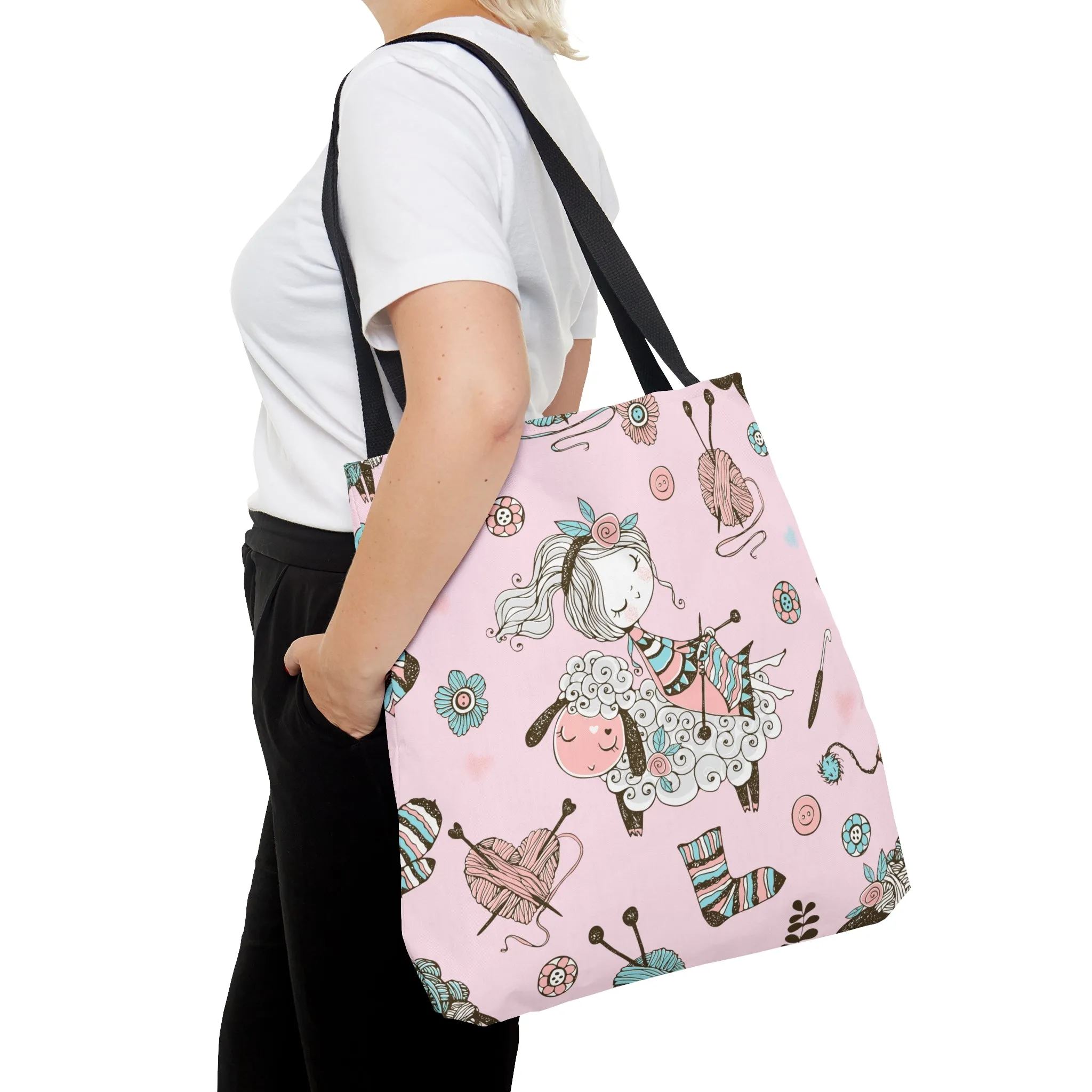 Craft, Crochet or Knitting Tote Bag, Yarn Storage Shoulder Bags, Gift for Knitter, Crafter, Grocery Shopping, School, Resusable, Travel Bag
