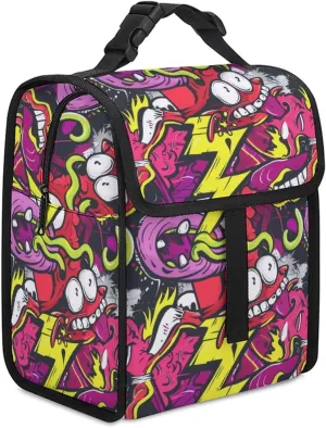 Crazy Graffiti Psychedelic Insulated Lunch Cooler Bag Waterproof Lunch Box for Work Picnic Or Travel