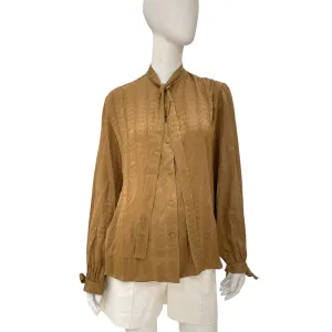 Crepe Iconic GG Stripe 40 Brown Long-sleeved Shirt in Silk Satin