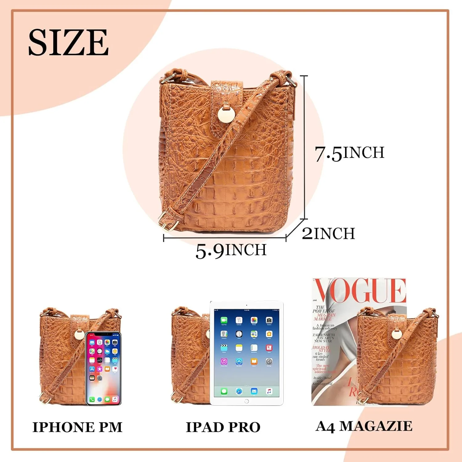 Crocodile Embossed Small Crossbody Bag Fashionable Magnetic Buckle Decoration Shoulder Women's Luxury Wallet