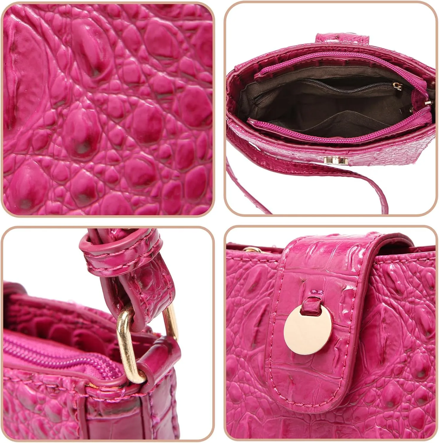 Crocodile Embossed Small Crossbody Bag Fashionable Magnetic Buckle Decoration Shoulder Women's Luxury Wallet