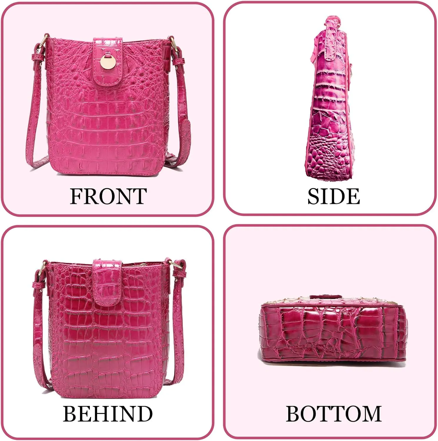 Crocodile Embossed Small Crossbody Bag Fashionable Magnetic Buckle Decoration Shoulder Women's Luxury Wallet