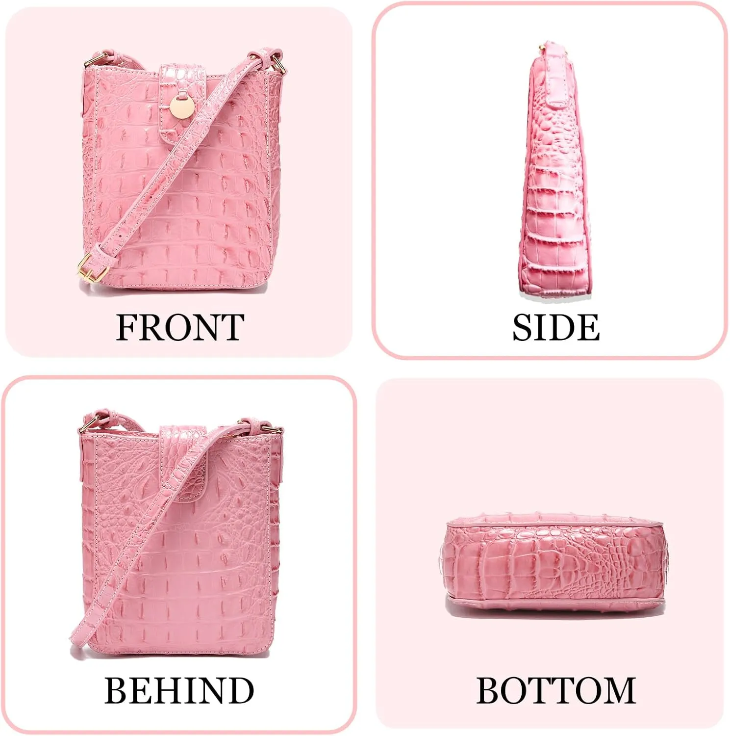 Crocodile Embossed Small Crossbody Bag Fashionable Magnetic Buckle Decoration Shoulder Women's Luxury Wallet