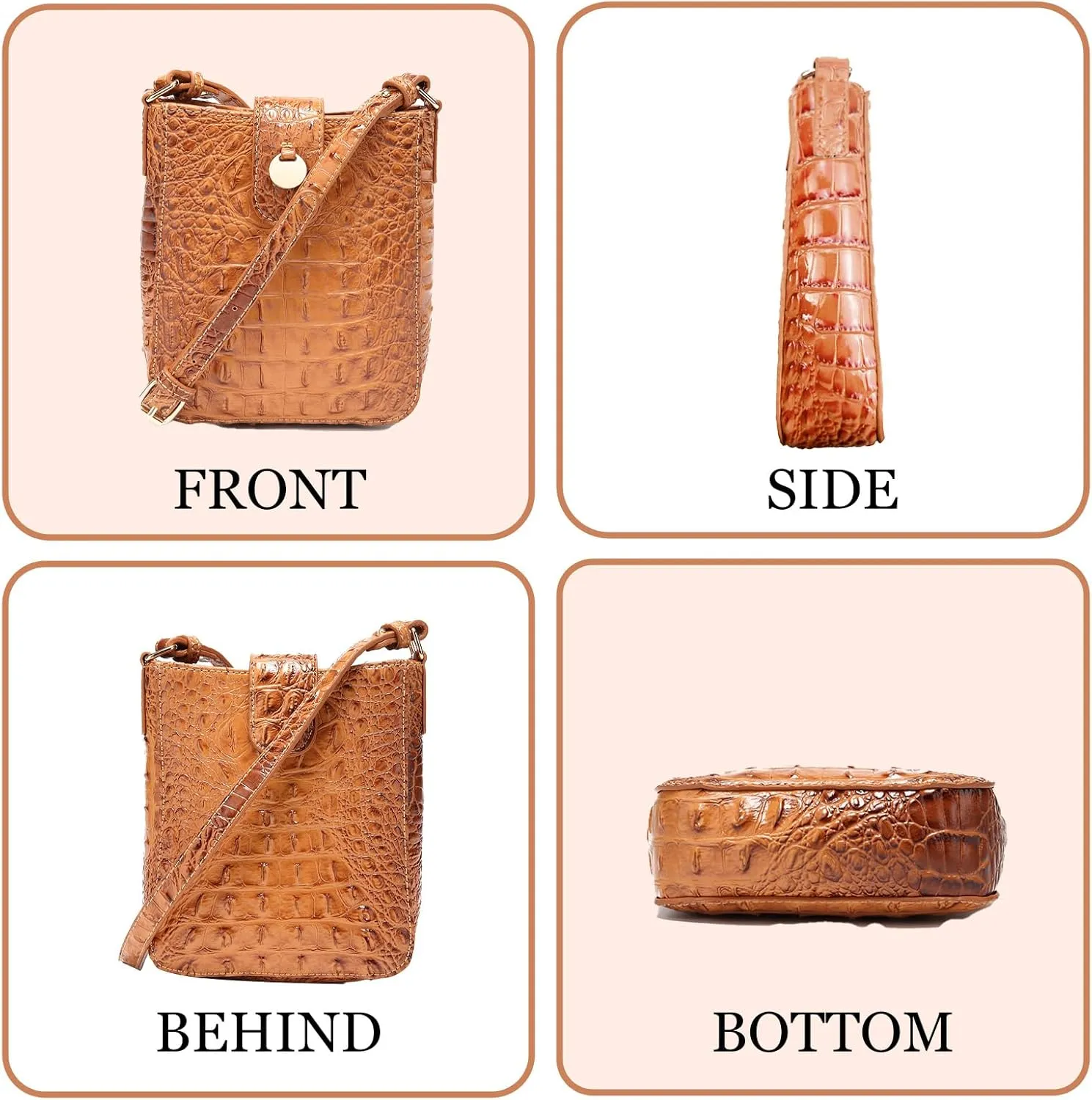 Crocodile Embossed Small Crossbody Bag Fashionable Magnetic Buckle Decoration Shoulder Women's Luxury Wallet
