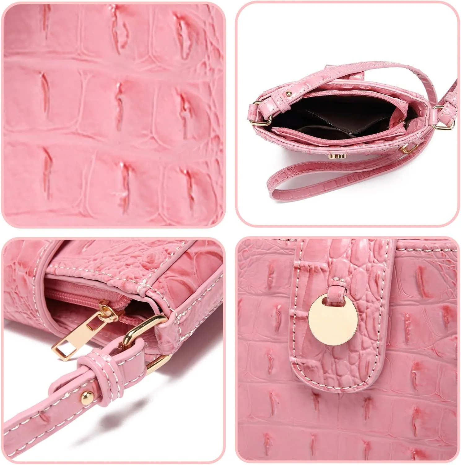 Crocodile Embossed Small Crossbody Bag Fashionable Magnetic Buckle Decoration Shoulder Women's Luxury Wallet