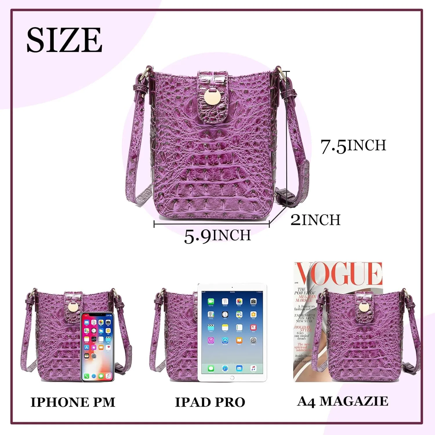Crocodile Embossed Small Crossbody Bag Fashionable Magnetic Buckle Decoration Shoulder Women's Luxury Wallet