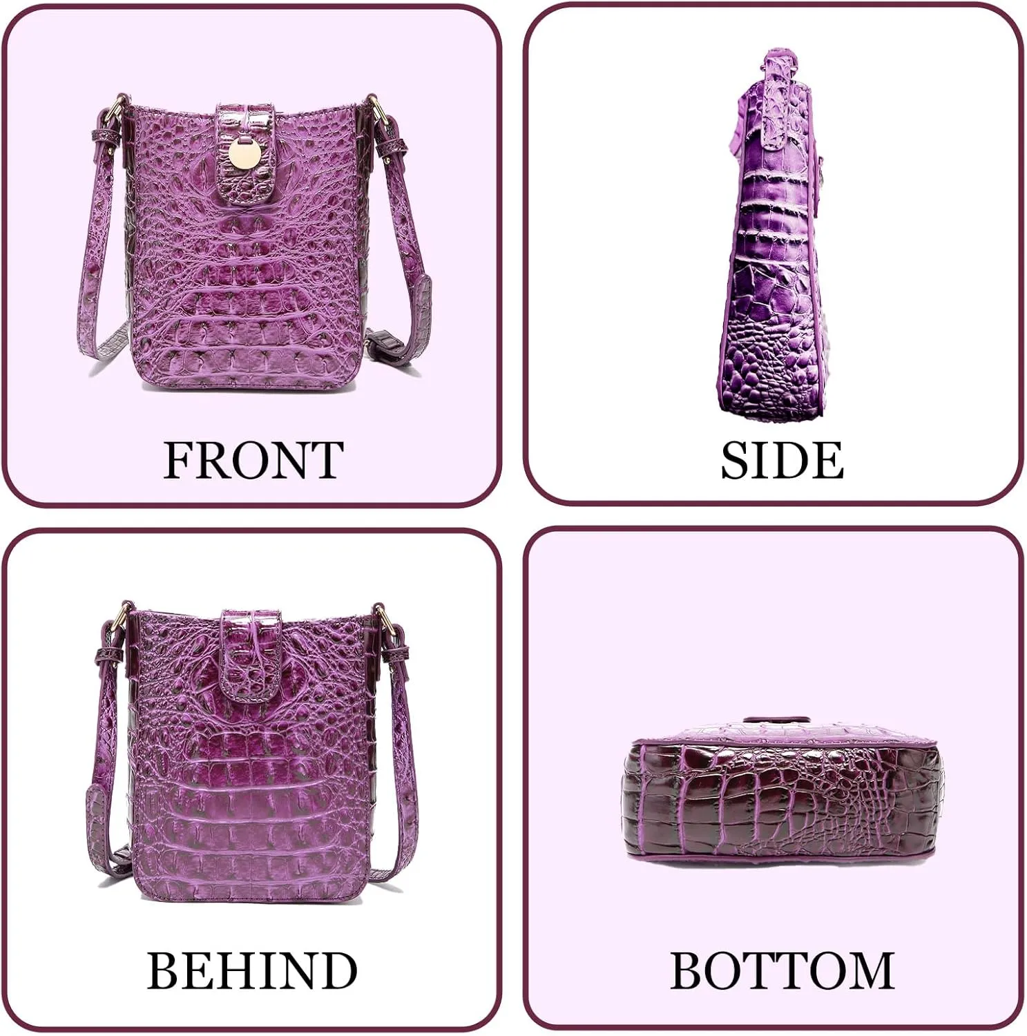 Crocodile Embossed Small Crossbody Bag Fashionable Magnetic Buckle Decoration Shoulder Women's Luxury Wallet