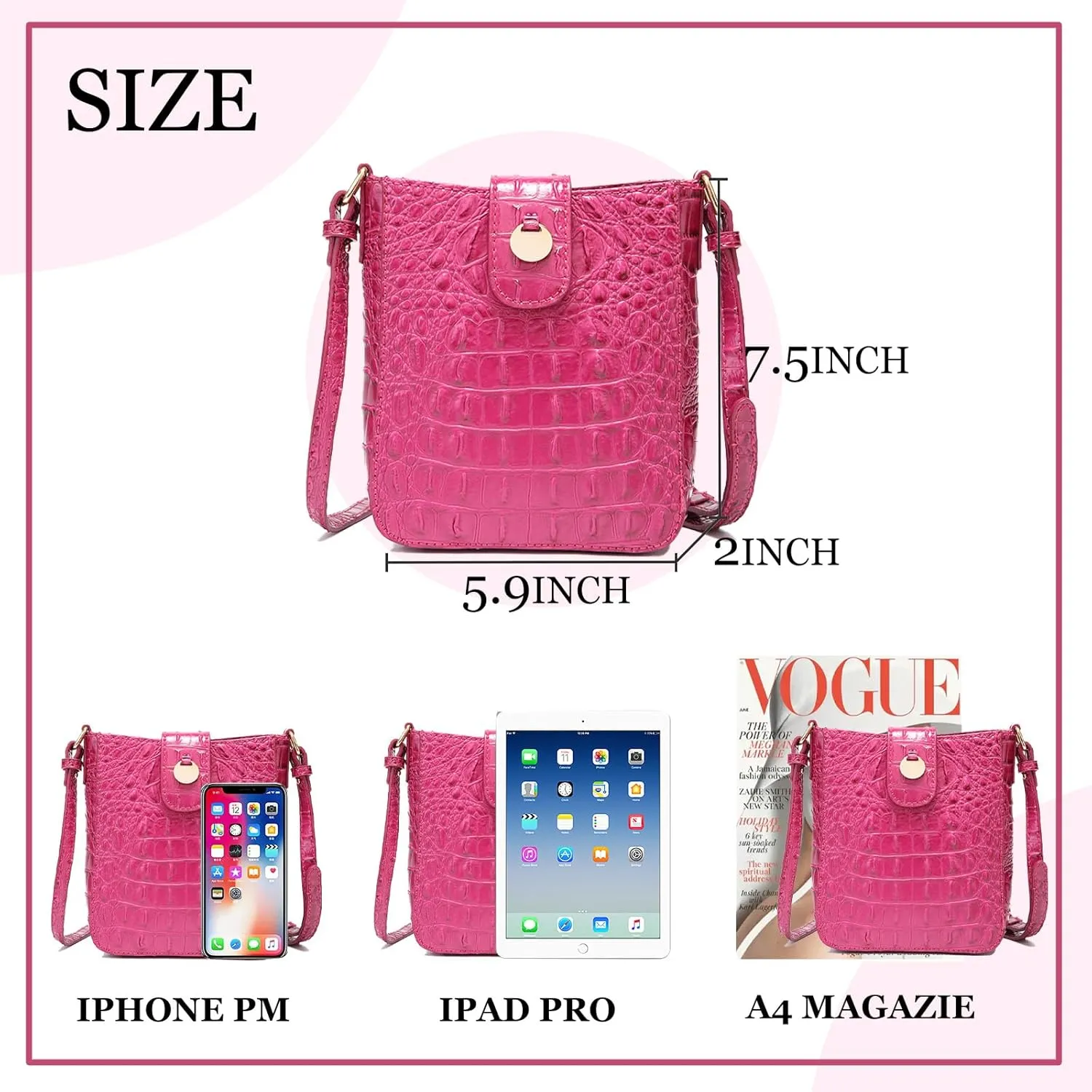 Crocodile Embossed Small Crossbody Bag Fashionable Magnetic Buckle Decoration Shoulder Women's Luxury Wallet