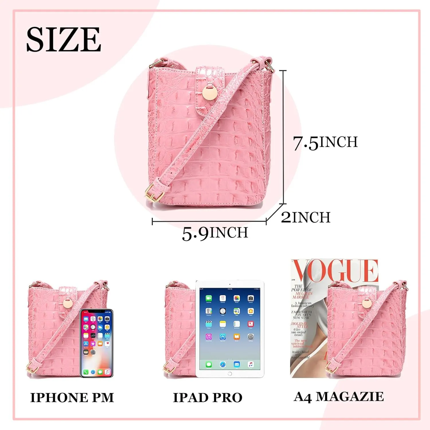 Crocodile Embossed Small Crossbody Bag Fashionable Magnetic Buckle Decoration Shoulder Women's Luxury Wallet