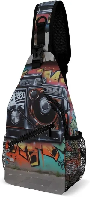 Crossbody Bag for Women Men Chest Bag Light Blue Pizza Slice Sling Bag Crossbody Shoulder Bag Sling Backpack