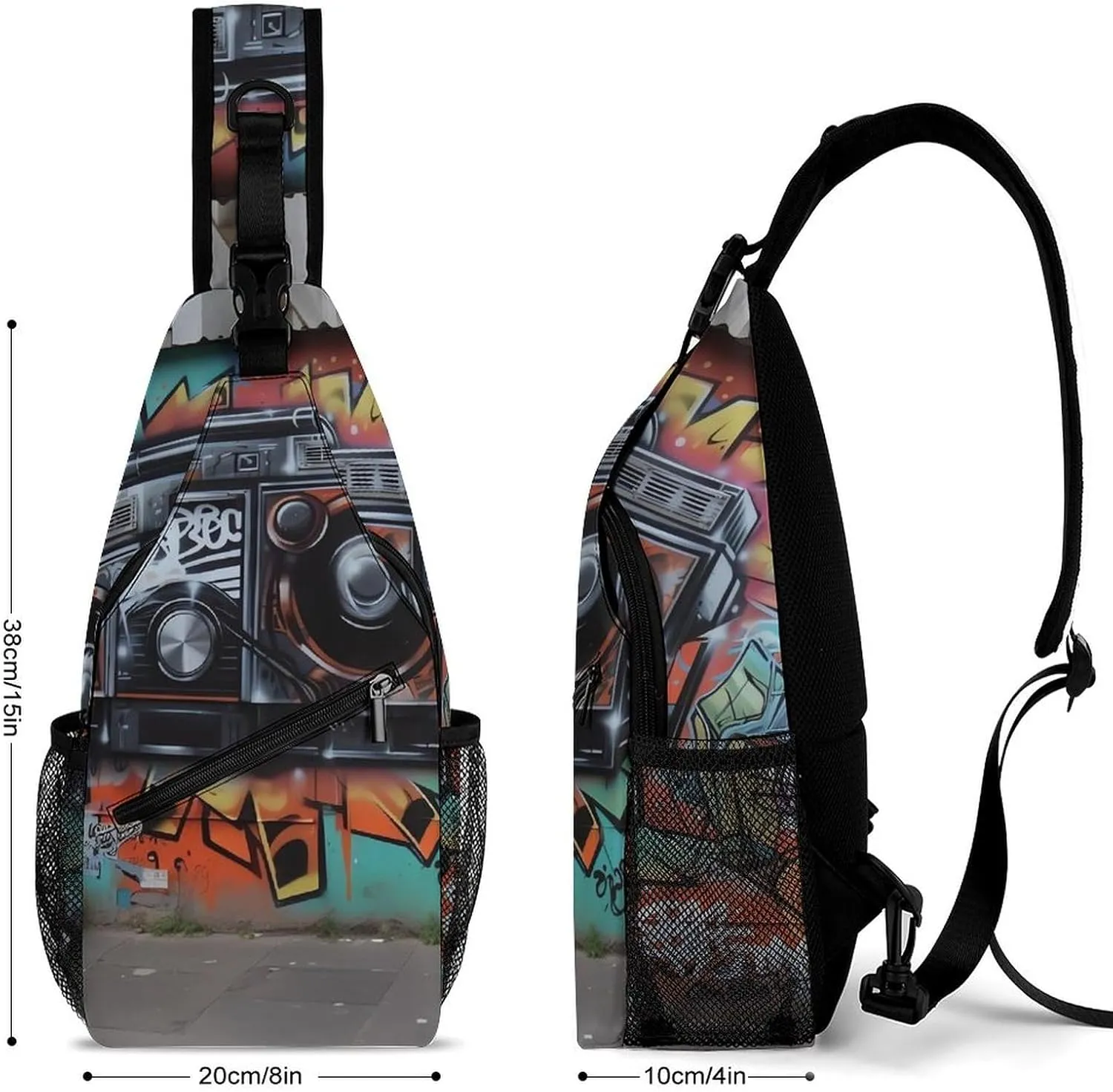 Crossbody Bag for Women Men Chest Bag Light Blue Pizza Slice Sling Bag Crossbody Shoulder Bag Sling Backpack