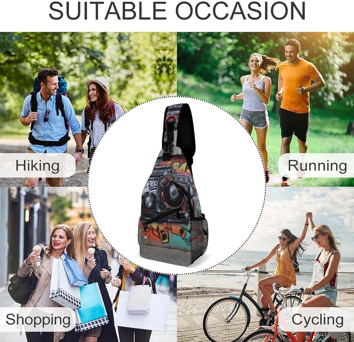 Crossbody Bag for Women Men Chest Bag Light Blue Pizza Slice Sling Bag Crossbody Shoulder Bag Sling Backpack