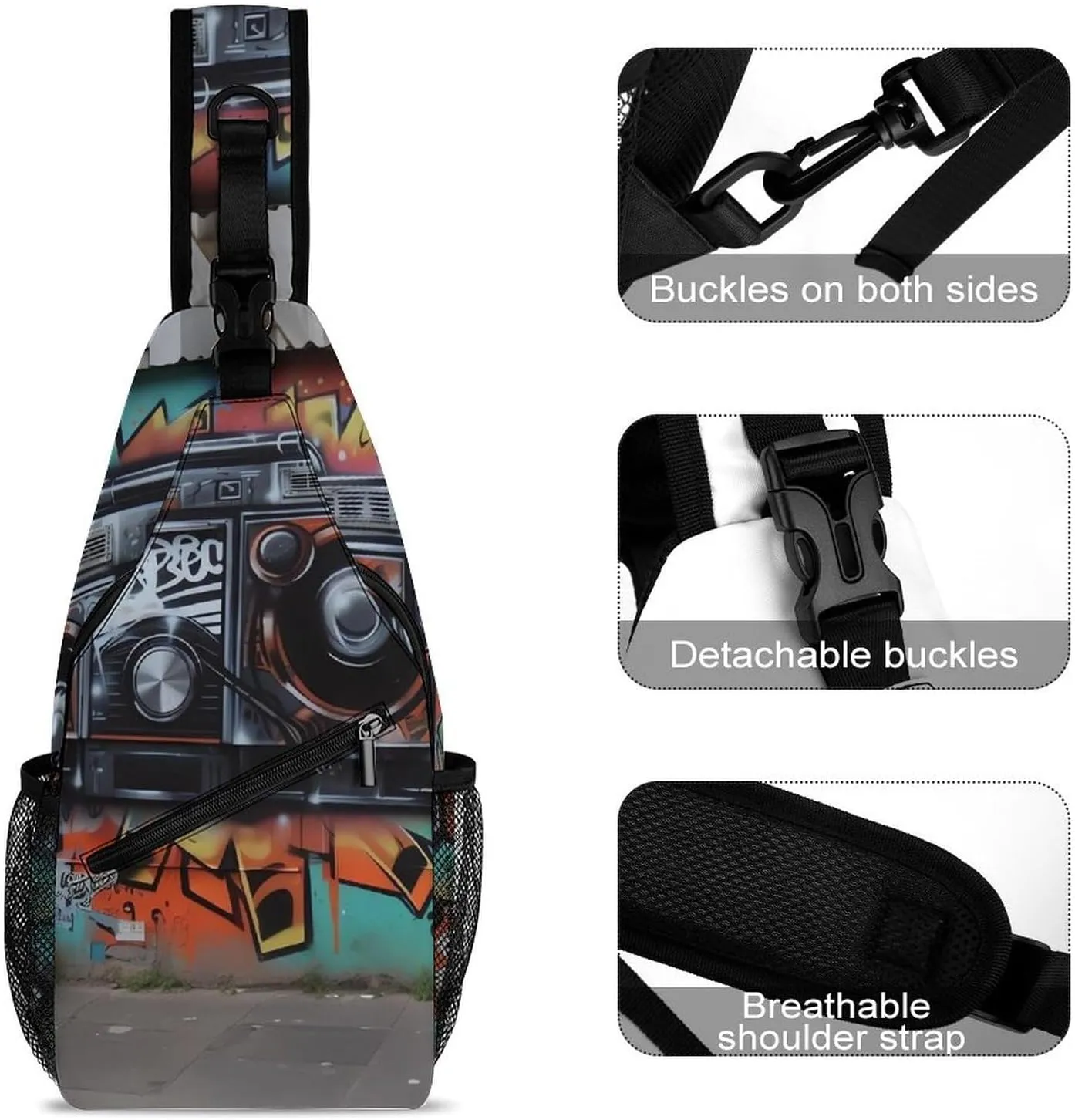 Crossbody Bag for Women Men Chest Bag Light Blue Pizza Slice Sling Bag Crossbody Shoulder Bag Sling Backpack