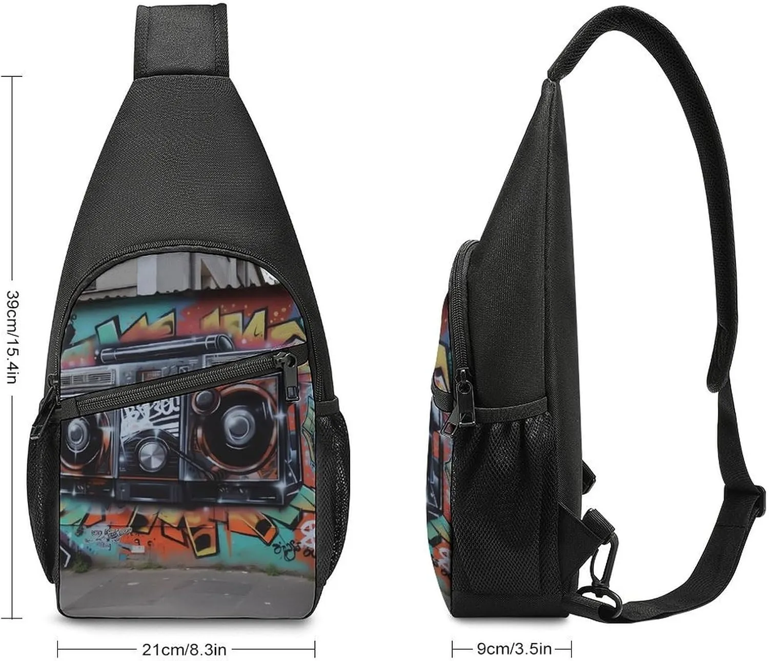 Crossbody Bag for Women Men Sling Bag Light Blue Pizza Slice Chest Bag Crossbody Adjustable Shoulder Bag