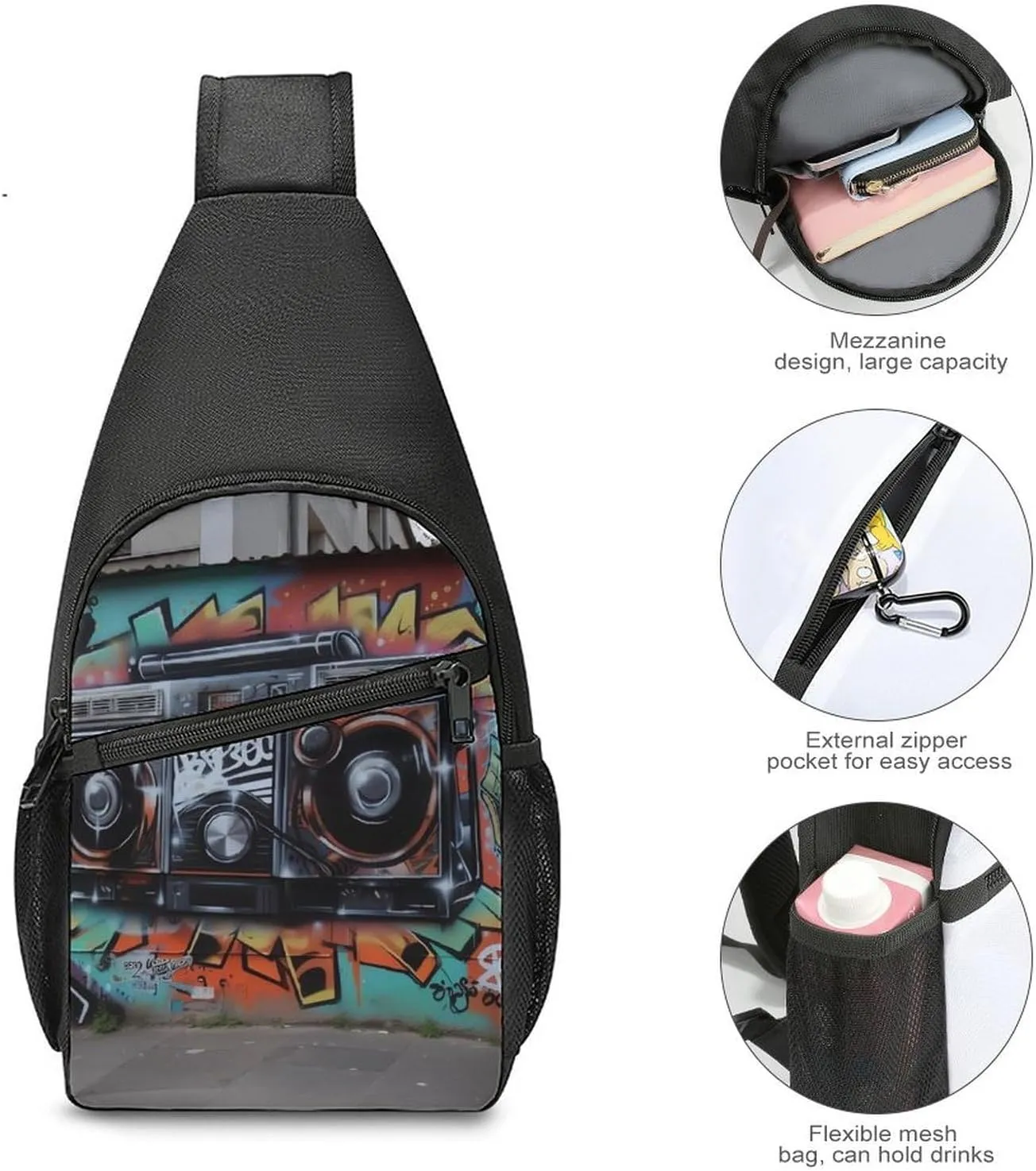 Crossbody Bag for Women Men Sling Bag Light Blue Pizza Slice Chest Bag Crossbody Adjustable Shoulder Bag