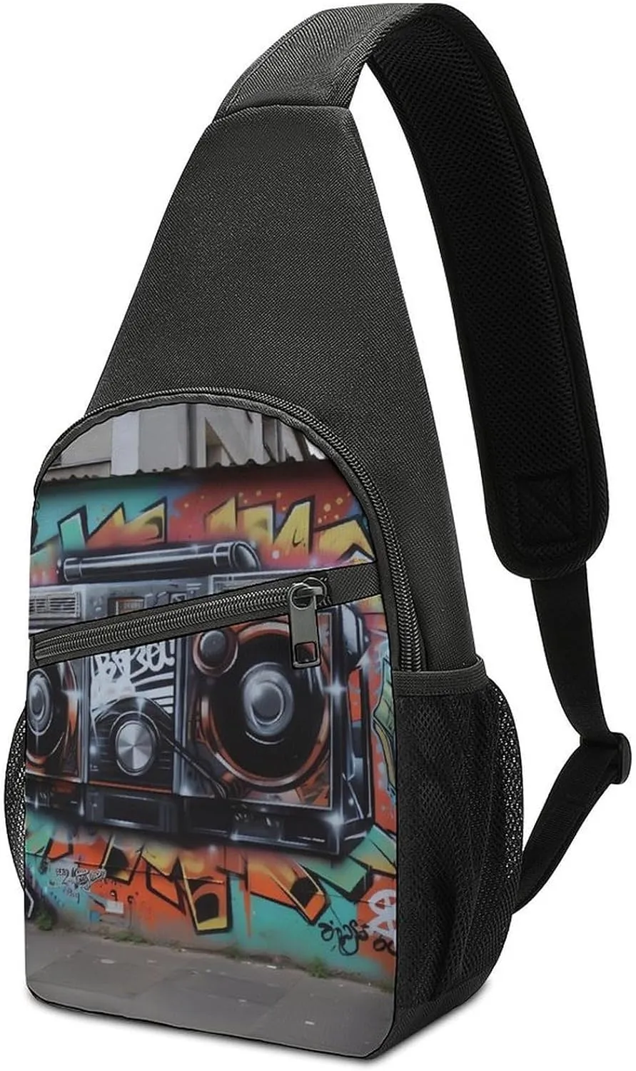 Crossbody Bag for Women Men Sling Bag Light Blue Pizza Slice Chest Bag Crossbody Adjustable Shoulder Bag
