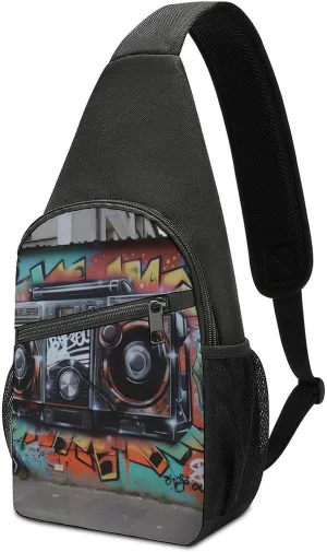 Crossbody Bag for Women Men Sling Bag Light Blue Pizza Slice Chest Bag Crossbody Adjustable Shoulder Bag