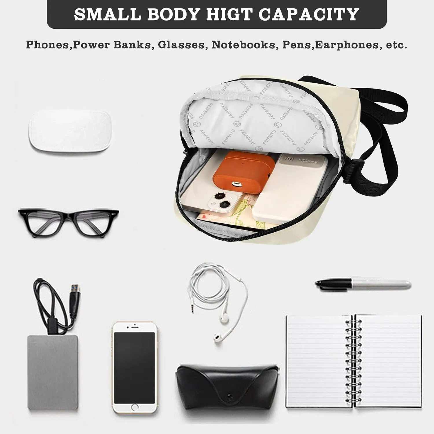 Crossbody Bag Light Pink Messenger Bag for Women Men Purse Shoulder Bag Satchel Bag with Adjustable Strap Light Pink