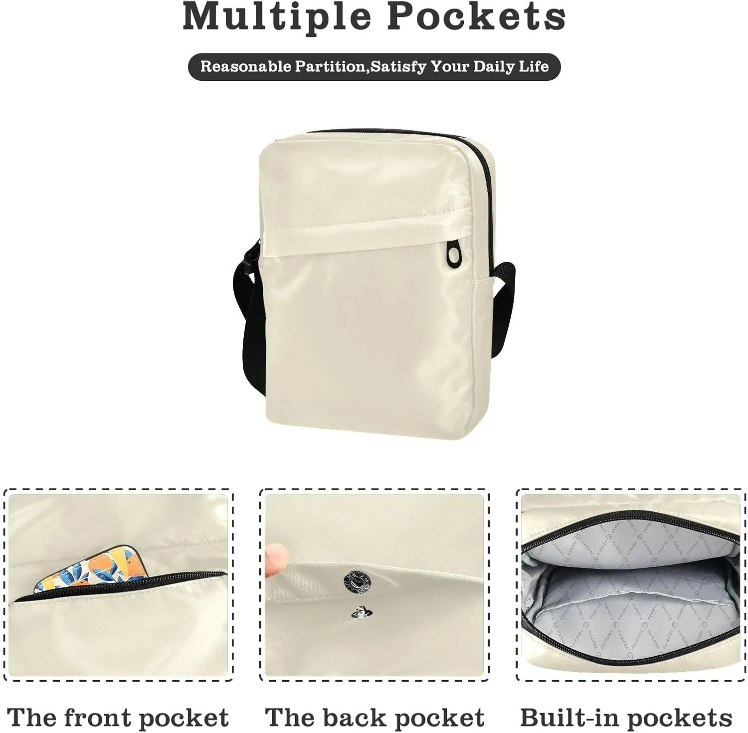 Crossbody Bag Light Pink Messenger Bag for Women Men Purse Shoulder Bag Satchel Bag with Adjustable Strap Light Pink