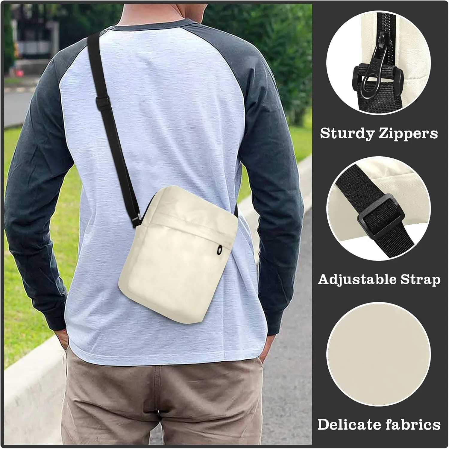 Crossbody Bag Light Pink Messenger Bag for Women Men Purse Shoulder Bag Satchel Bag with Adjustable Strap Light Pink