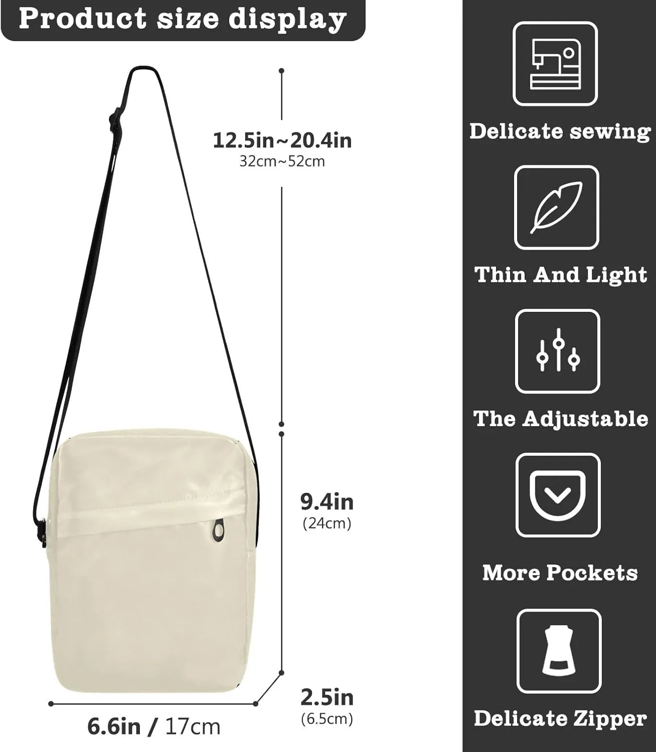 Crossbody Bag Light Pink Messenger Bag for Women Men Purse Shoulder Bag Satchel Bag with Adjustable Strap Light Pink
