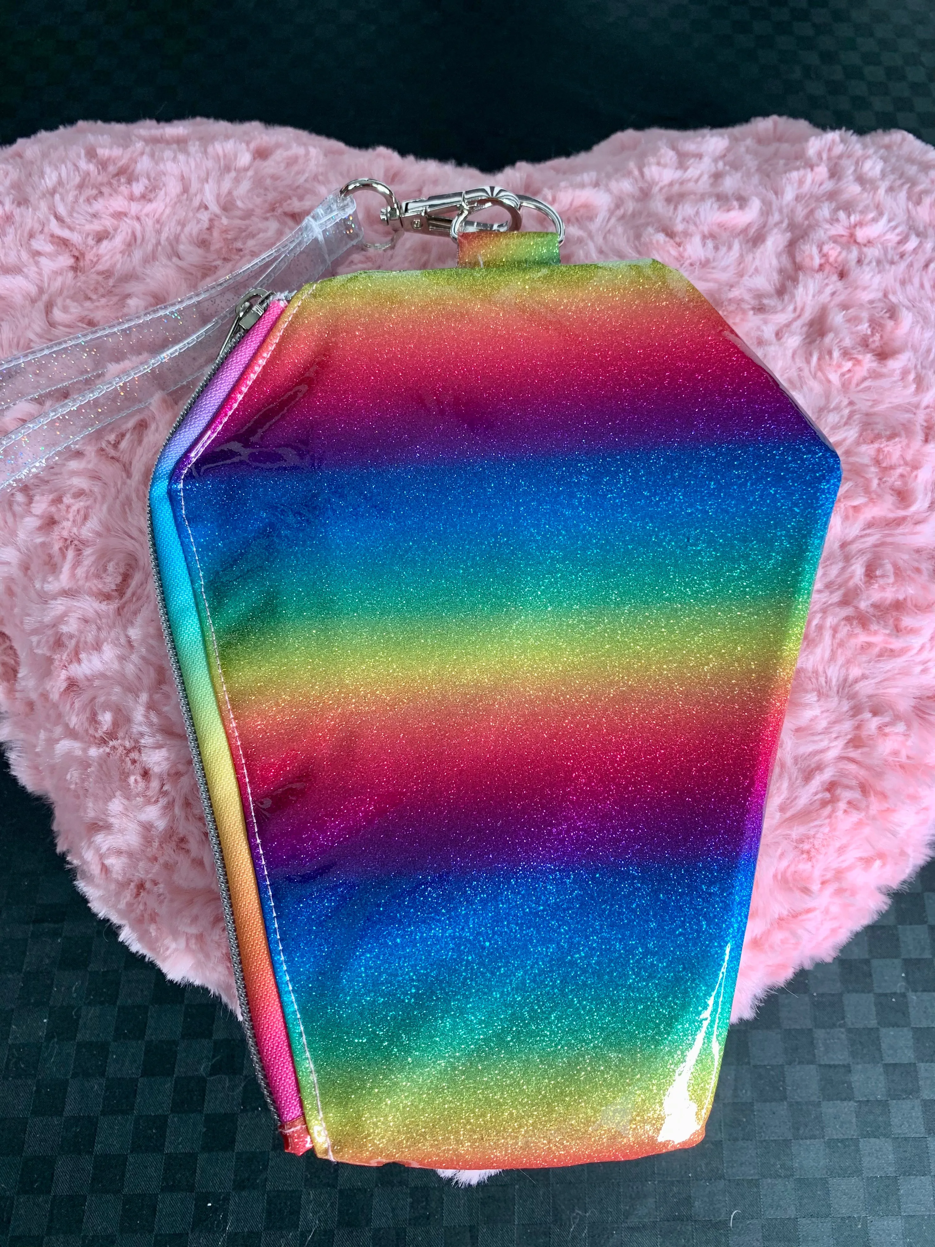 Crossing animals rainbow wristlet bag