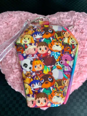 Crossing animals rainbow wristlet bag