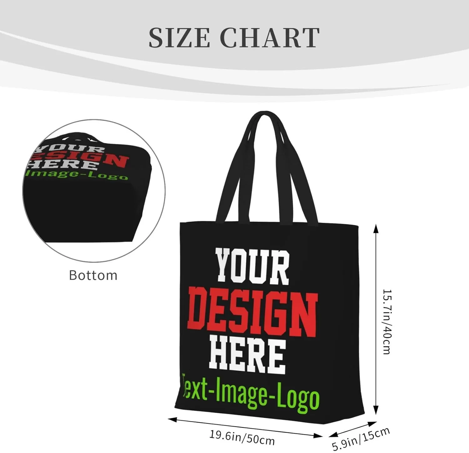 Custom Tote Bag Design Your Own Text Photo Logo Personalized Tote Bag Shoulder Handbag Large Capacity for Men Women
