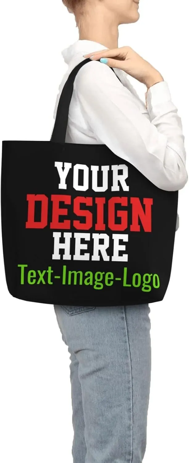 Custom Tote Bag Design Your Own Text Photo Logo Personalized Tote Bag Shoulder Handbag Large Capacity for Men Women
