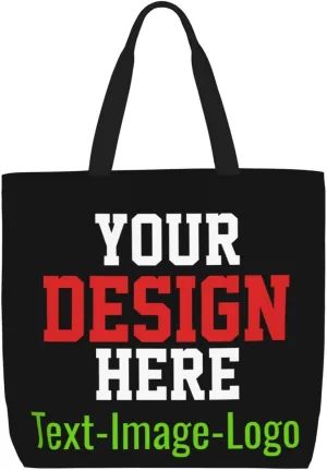 Custom Tote Bag Design Your Own Text Photo Logo Personalized Tote Bag Shoulder Handbag Large Capacity for Men Women