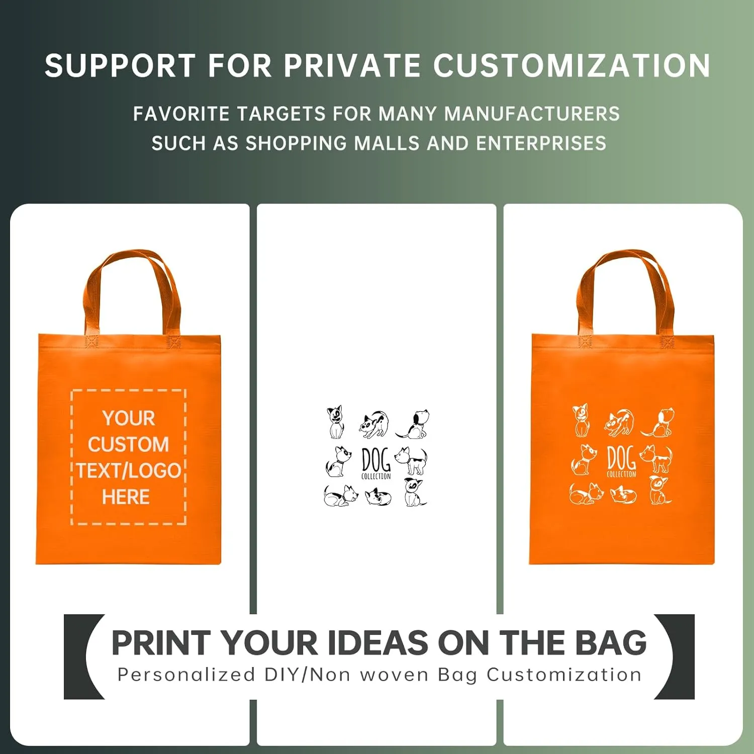 Custom Tote Bags Set of 50, Bulk Pack Grocery Shopping Travel Business Activities advertisement Reusable Bag
