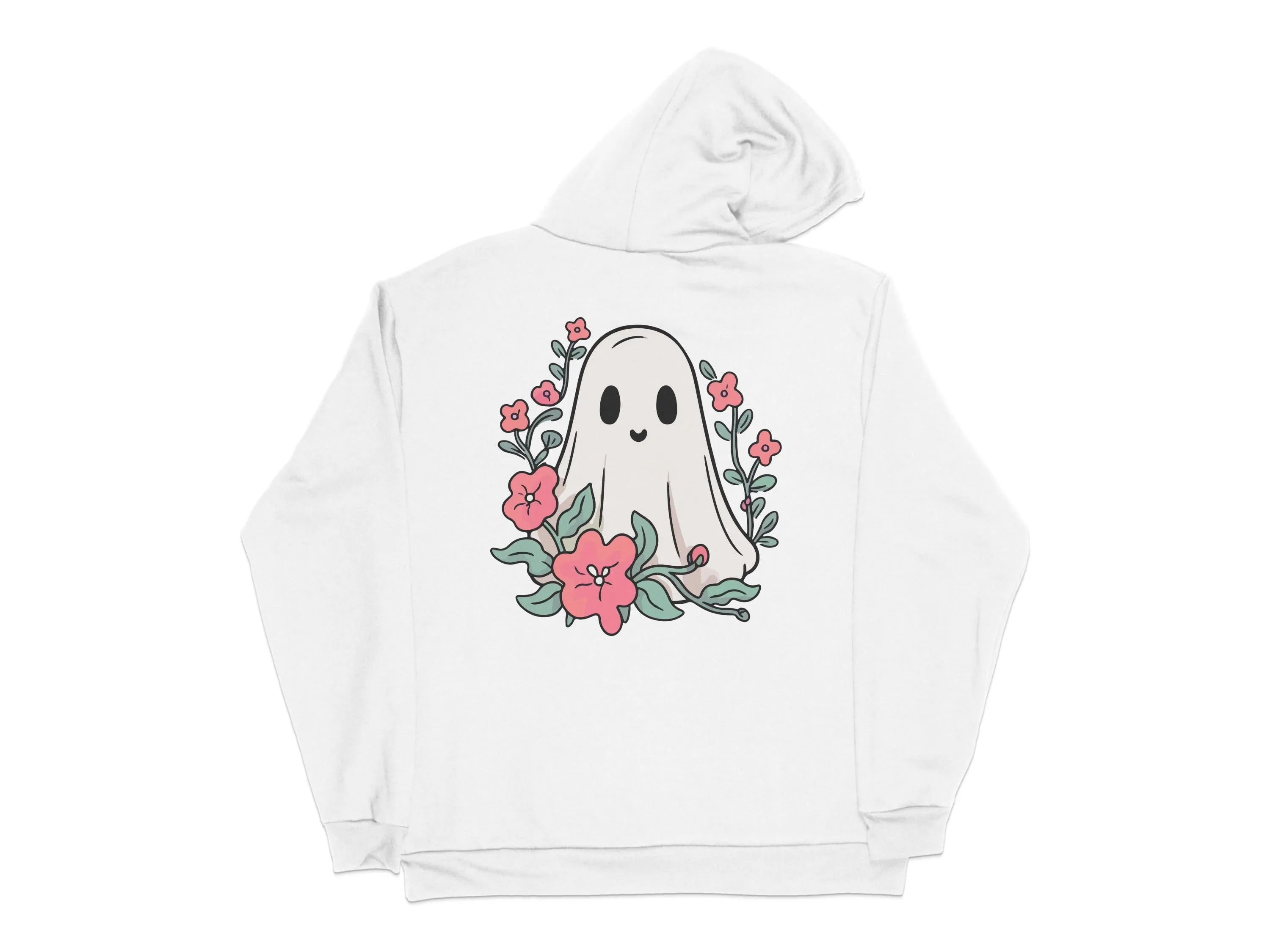 Cute Ghost With Flowers Halloween Spooky Season Print Ready DTF Transfers | SKU: HLW208