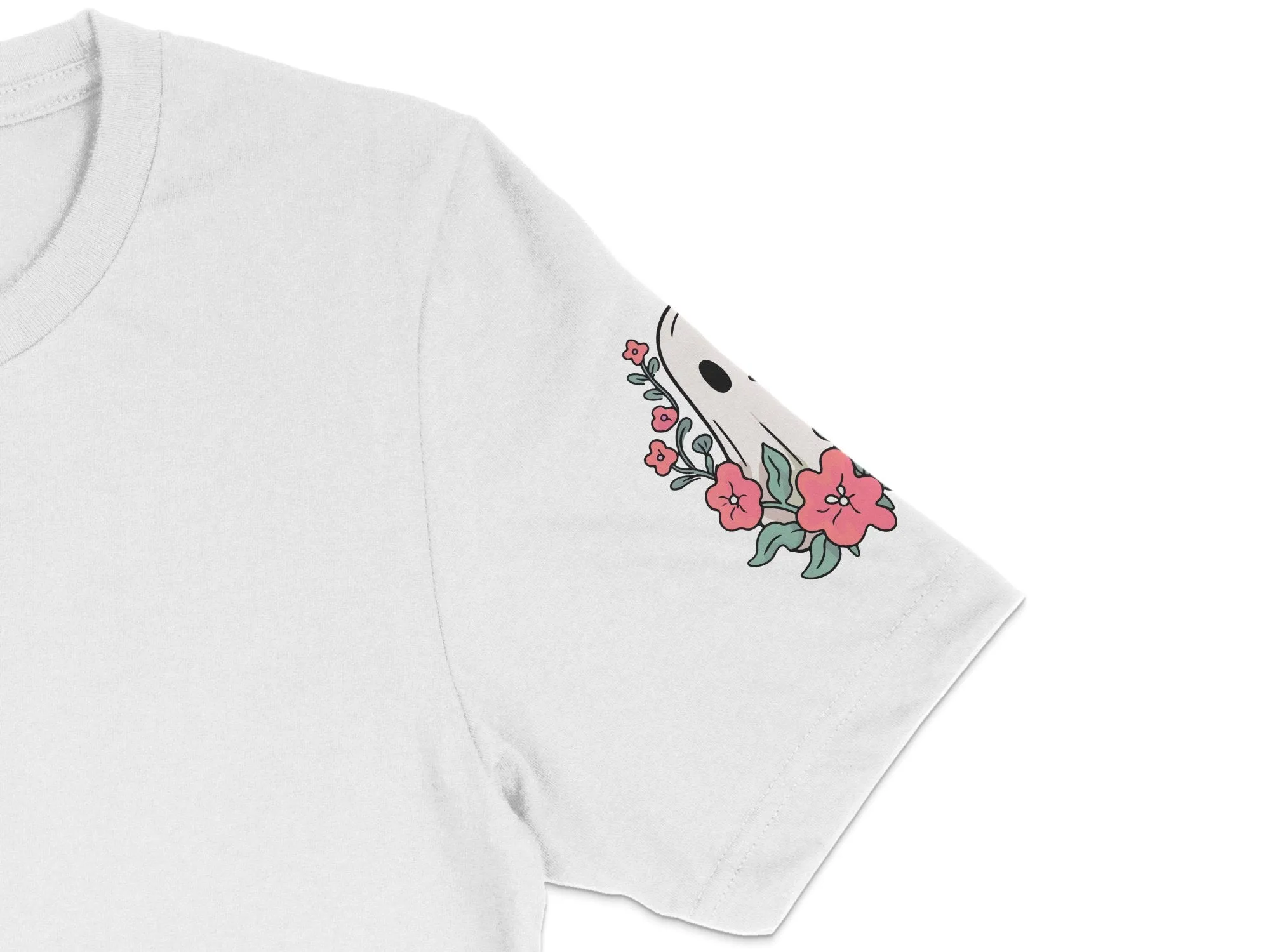 Cute Ghost With Flowers Halloween Spooky Season Print Ready DTF Transfers | SKU: HLW208