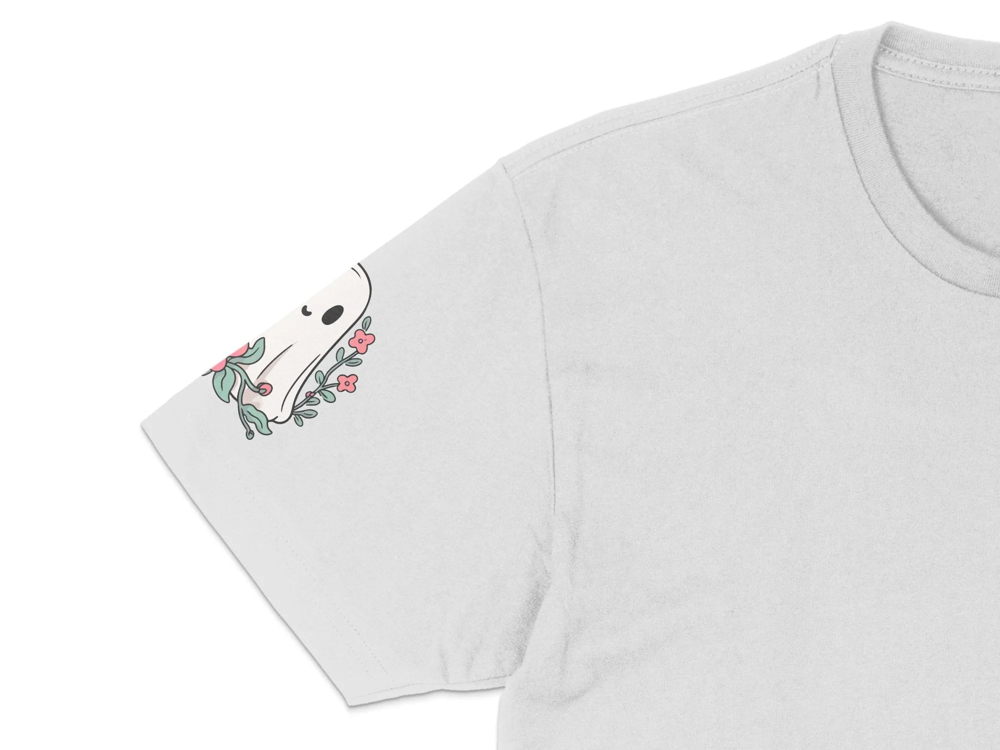 Cute Ghost With Flowers Halloween Spooky Season Print Ready DTF Transfers | SKU: HLW208