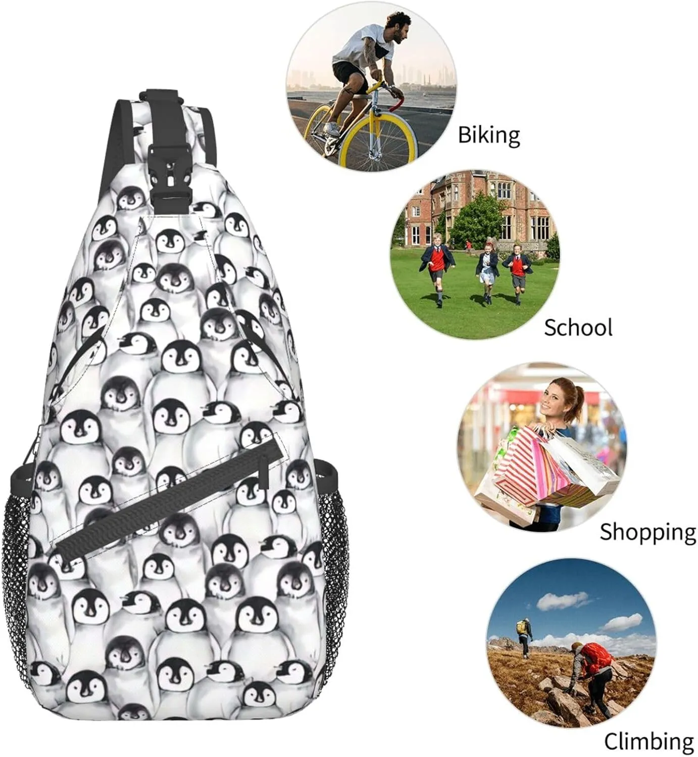 Cute Nurse Print Crossbody Sling Backpack For Women Men,Sling Bag Travel Hiking Chest Bag Daypack